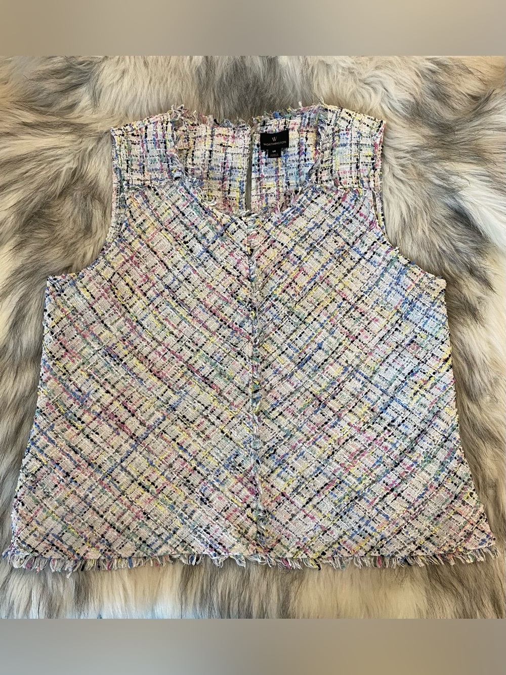 Worthington White Multicolor Tweed Shell